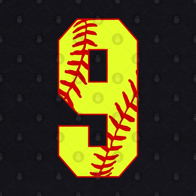 Fastpitch Softball Number 9 #9 Softball Shirt Jersey Uniform Favorite Player Biggest Fan by TeeCreations